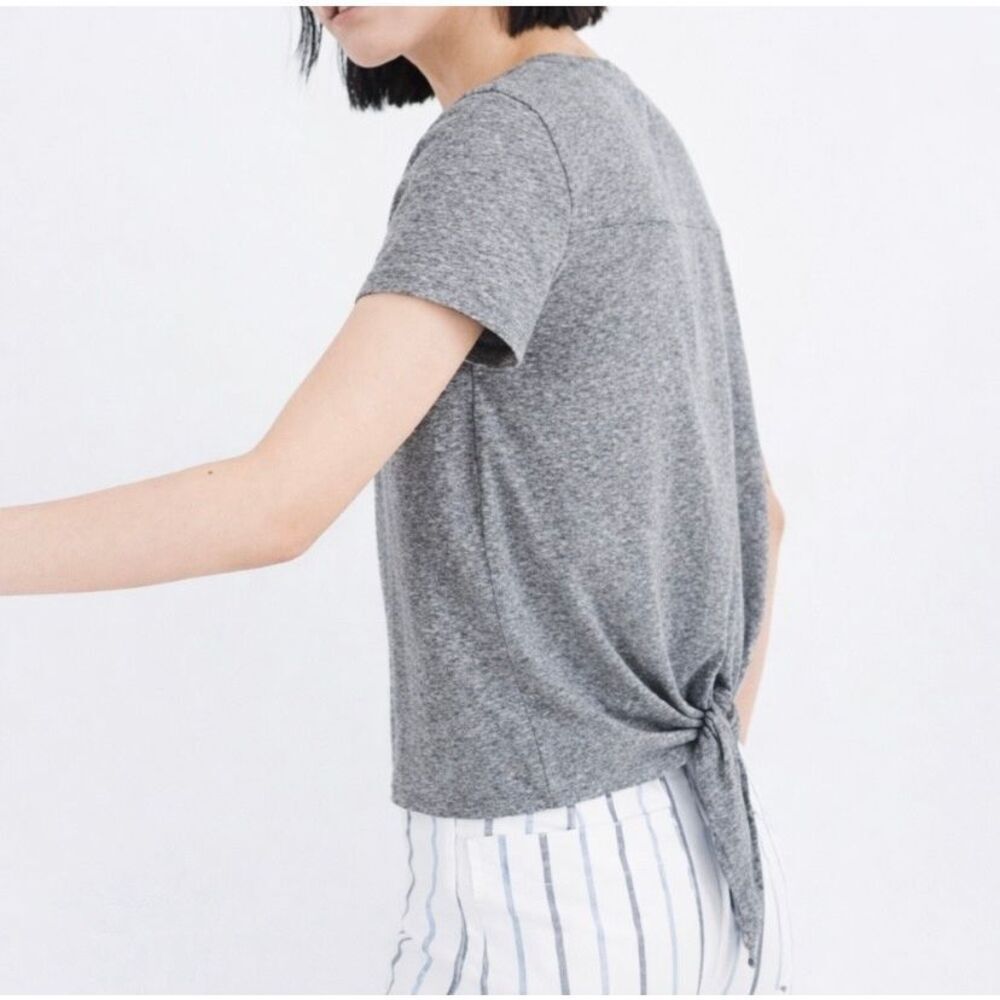 Madewell Tie Back Tee Gray Knot Back Top Casual Size M